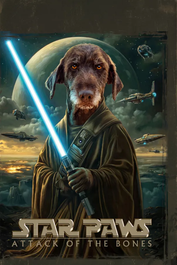 Dog as a Jedi knight, Star Paws movie poster